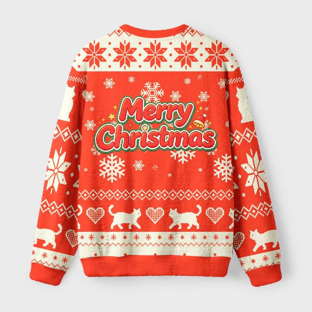 Tokyo-Tiger Kittens Decorating Tree Fuzzy Christmas Ugly Sweatshirt
