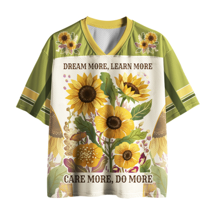 Tokyo-Tiger Vintage Sunflower Inspirational Quote Mesh Jersey