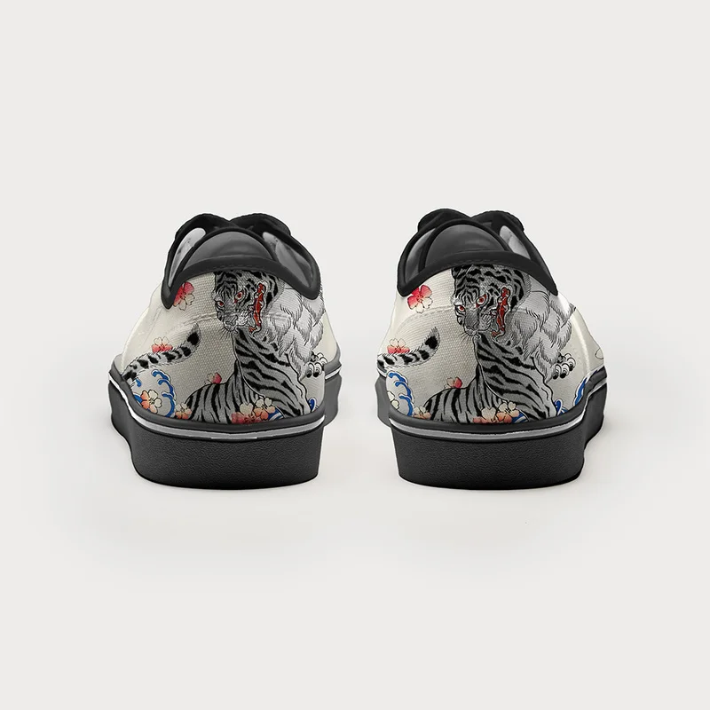 Tokyo-Tiger Fierce Tiger Amidst Sakura Wave Canvas Shoes