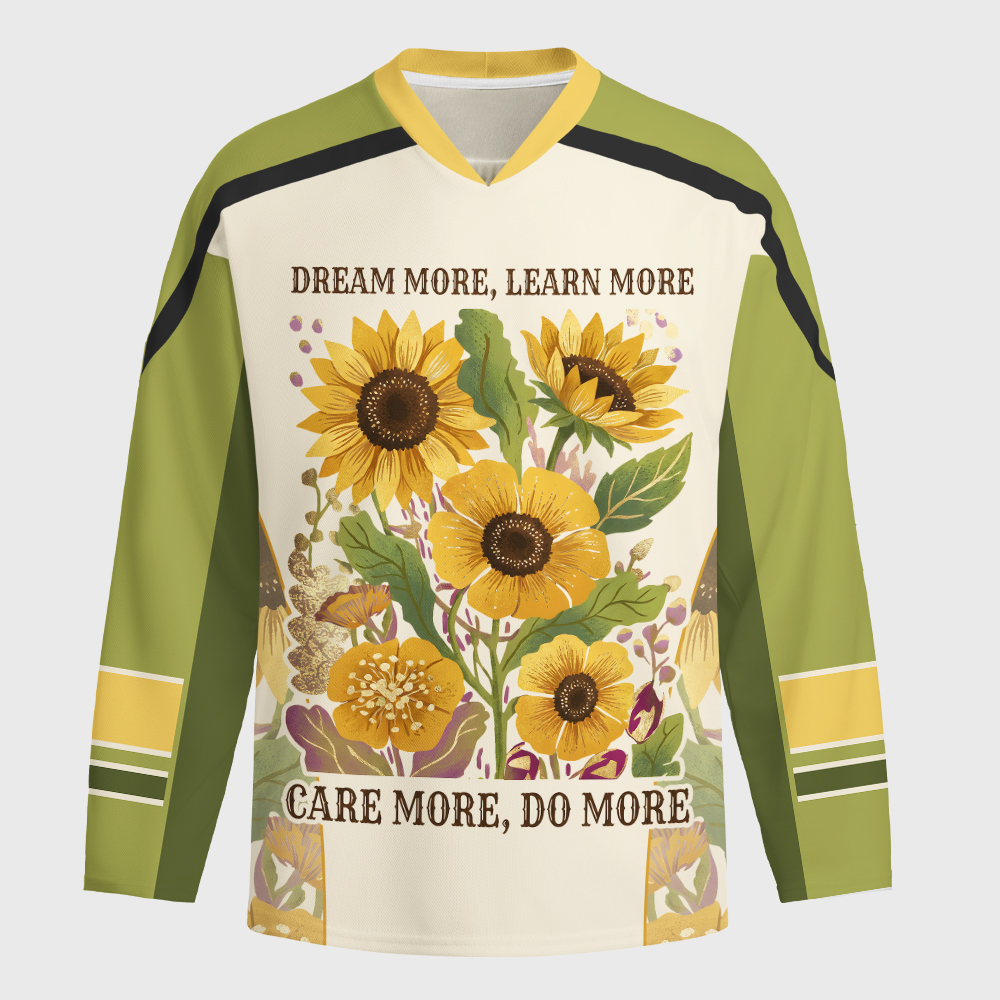 Tokyo-Tiger Vintage Sunflower Inspirational Quot Long-Sleeve Hockey Jersey