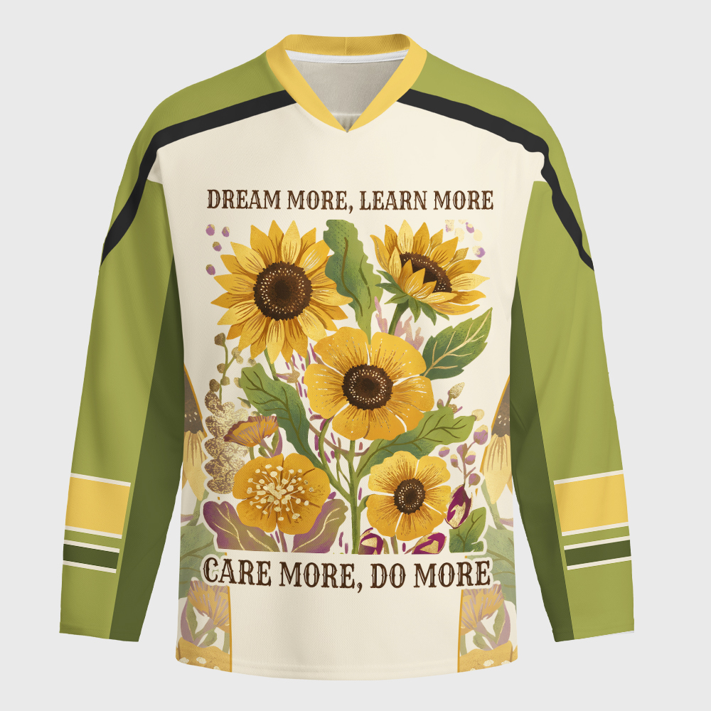 Tokyo-Tiger Vintage Sunflower Inspirational Quot Long-Sleeve Hockey Jersey