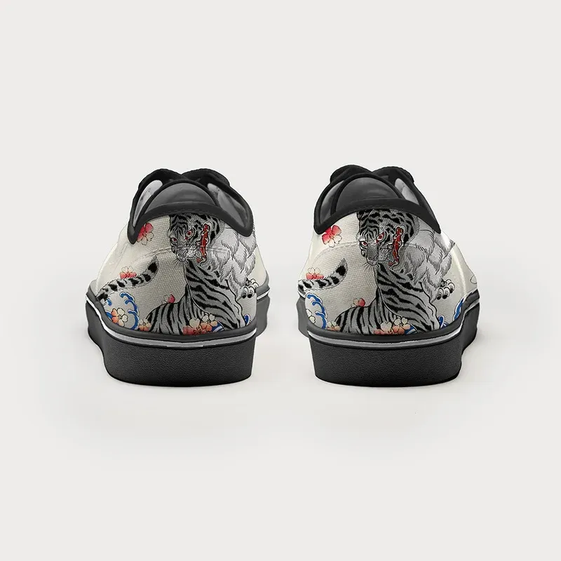Tokyo-Tiger Fierce Tiger Amidst Sakura Wave Canvas Shoes