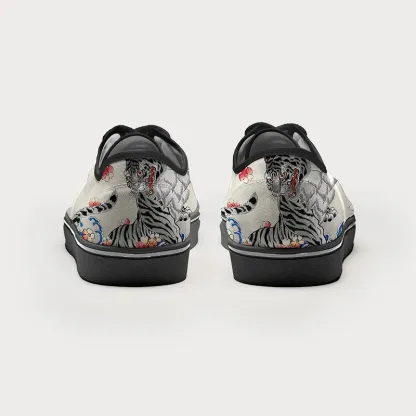 Tokyo-Tiger Fierce Tiger Amidst Sakura Wave Canvas Shoes