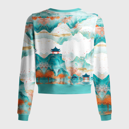 Tokyo-Tiger Serene Chinese Mountain Landscape Women's Lightweight Cardigan
