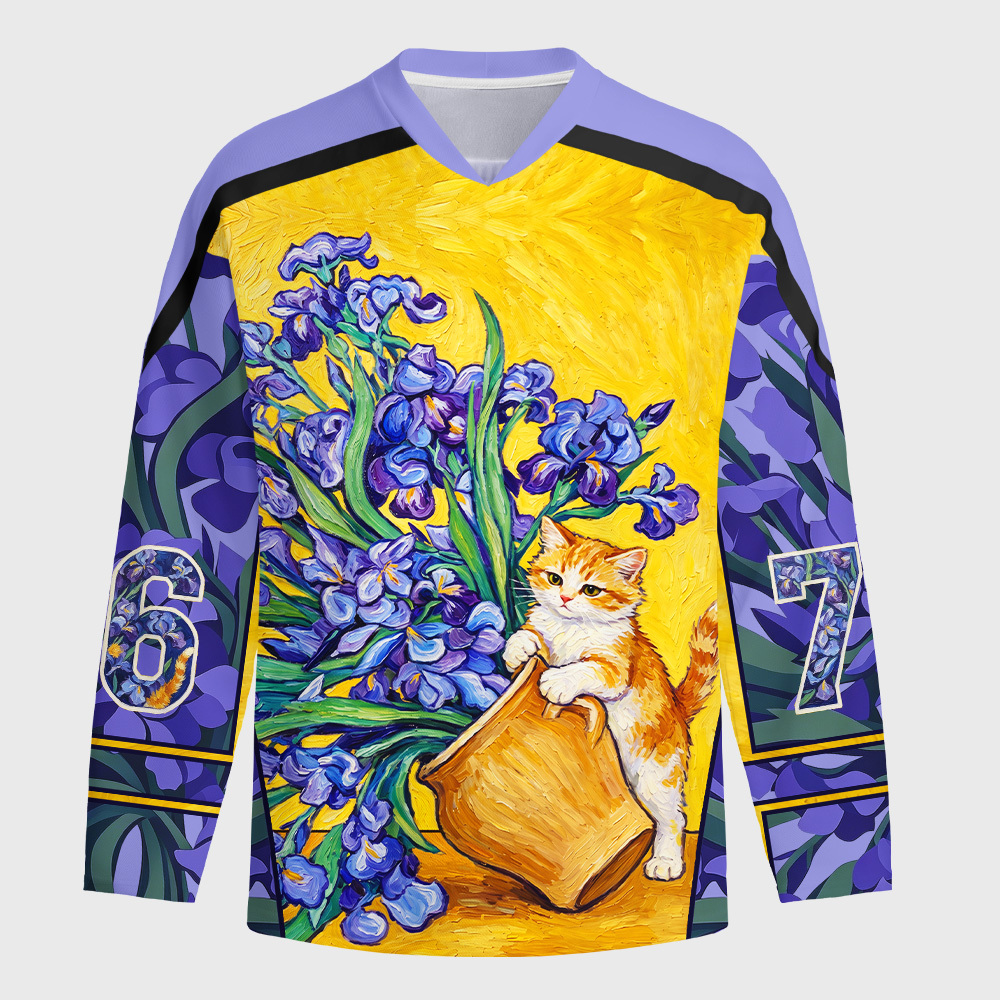 Tokyo-Tiger Iris Cat Long-Sleeve Hockey Jersey