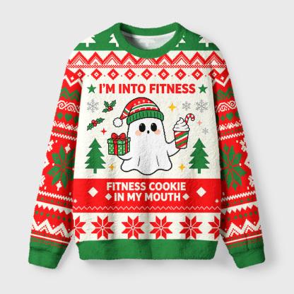 Tokyo-Tiger Fitness Ghost Fuzzy Christmas Ugly Sweatshirt