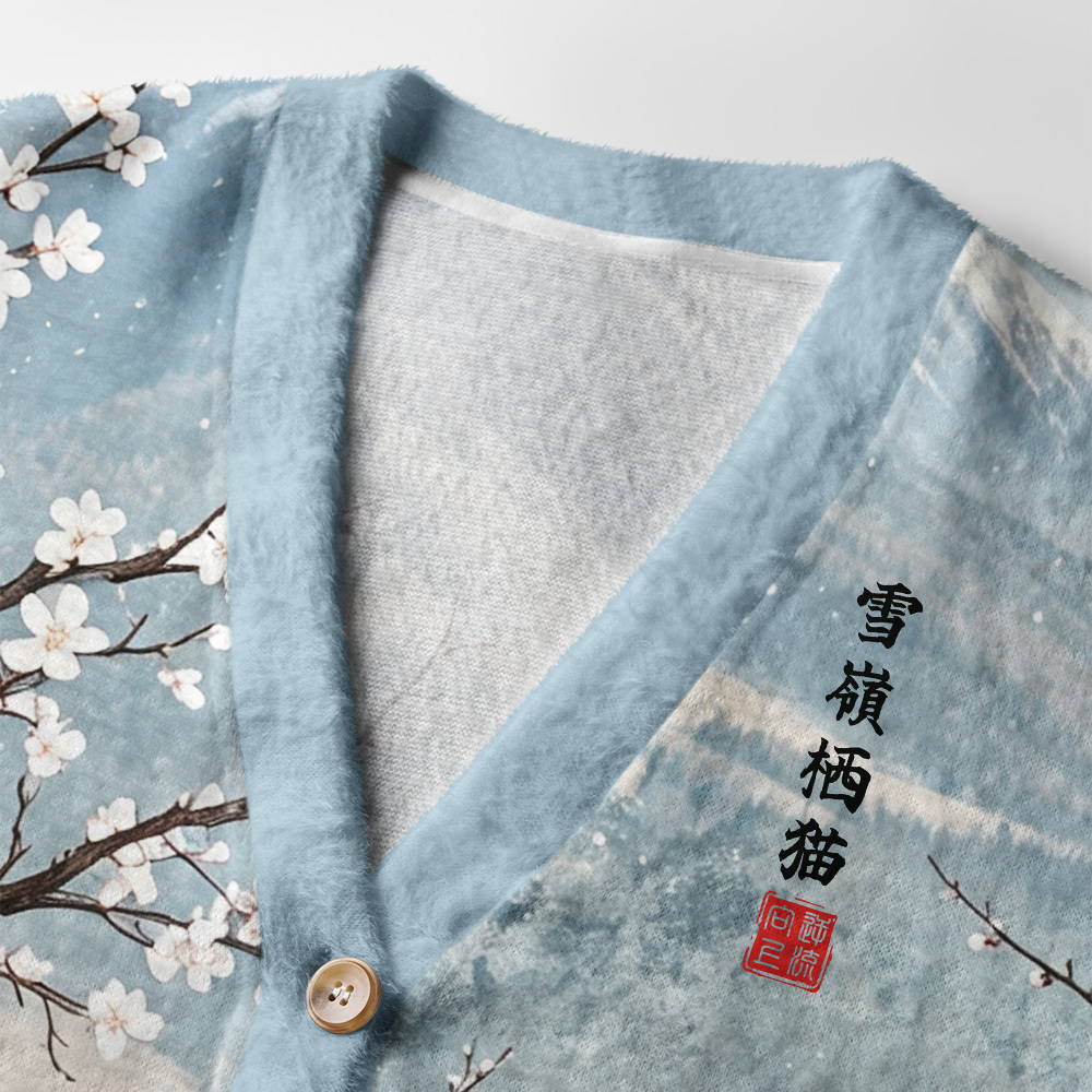 Tokyo-Tiger Flower Cat Snowy Peaks Ugly Cardigan Sweater