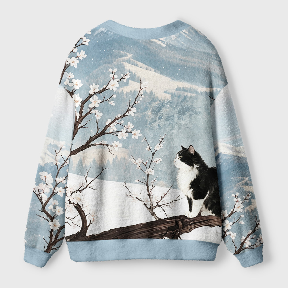 Tokyo-Tiger Flower Cat Snowy Peaks Ugly Cardigan Sweater
