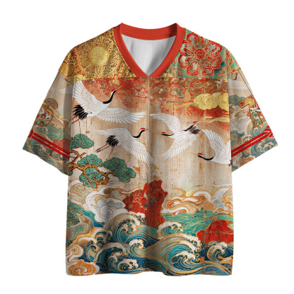 Tokyo-Tiger Flying Cranes Golden Clouds Mesh Jersey