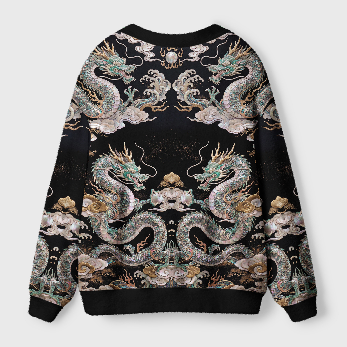Tokyo-Tiger Mystic Dragon Of The Night Sky Ugly Cardigan Sweater