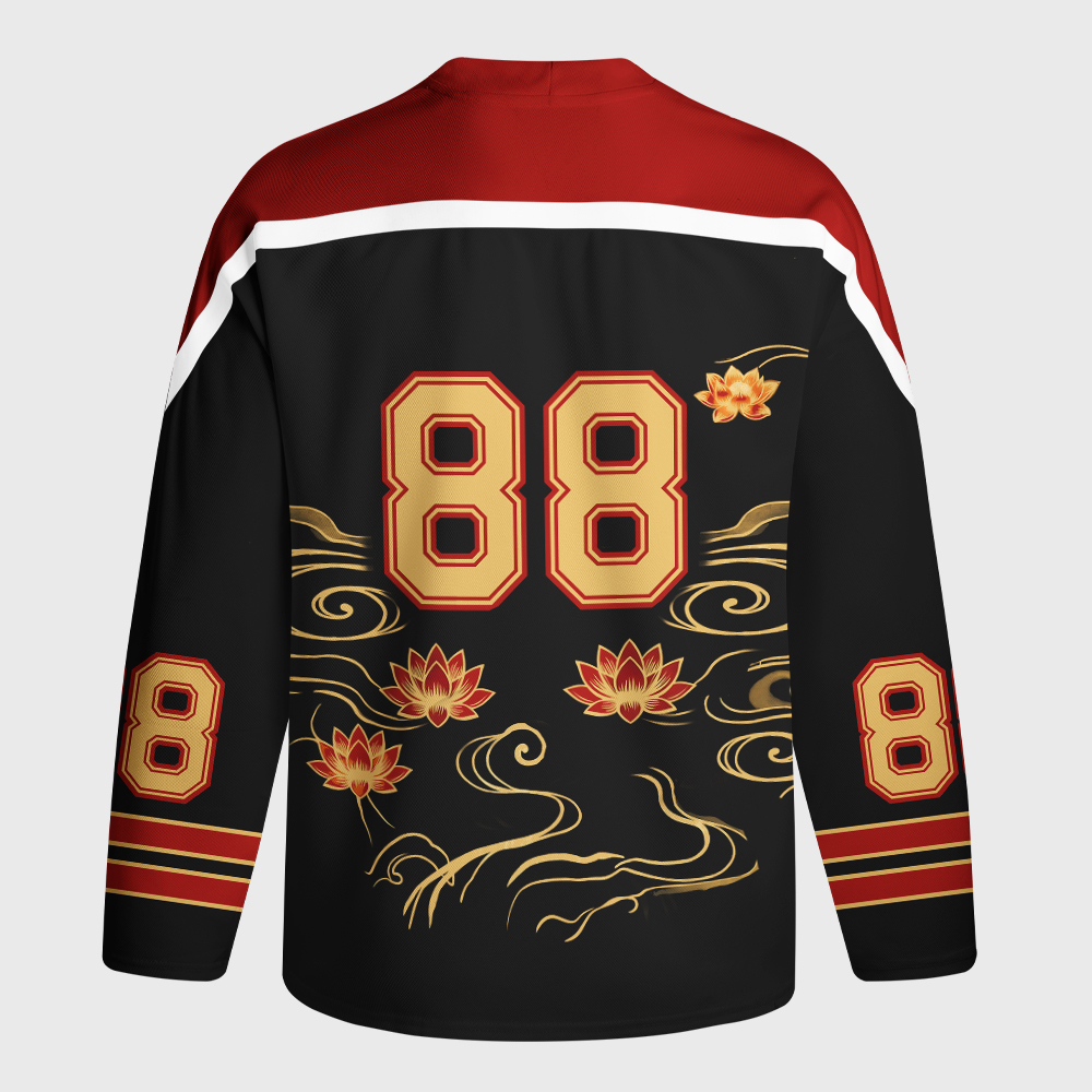 Tokyo-Tiger Elegant Koi Fish Watercolor Art Long-Sleeve Hockey Jersey