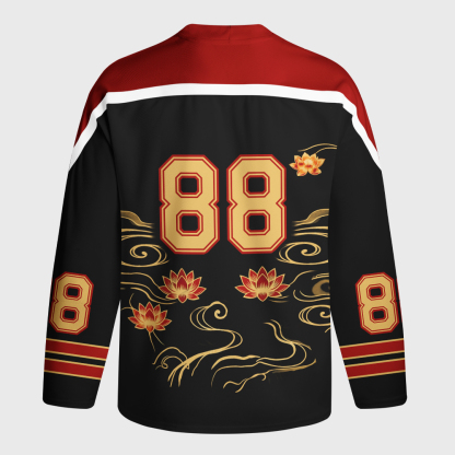 Tokyo-Tiger Elegant Koi Fish Watercolor Art Long-Sleeve Hockey Jersey
