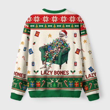 Tokyo-Tiger Funny Lazy Skeleton Fuzzy Christmas Ugly Sweatshirt