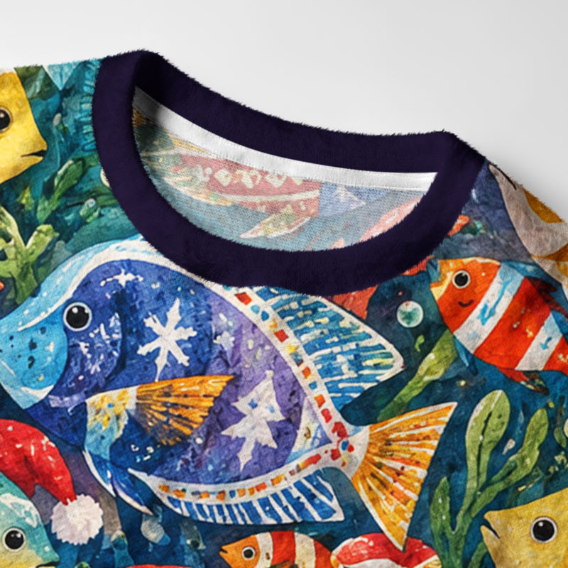 Tokyo-Tiger Christmas Tropical Fish Fuzzy Christmas Ugly Sweatshirt