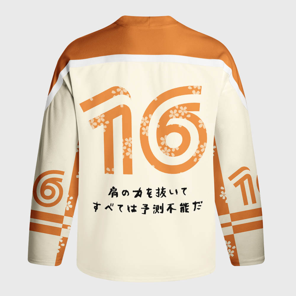 Tokyo-Tiger Zen Relax Cat Graphic Long-Sleeve Hockey Jersey