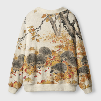 Tokyo-Tiger Hedgehogs Autumn Grove Ugly Cardigan Sweater
