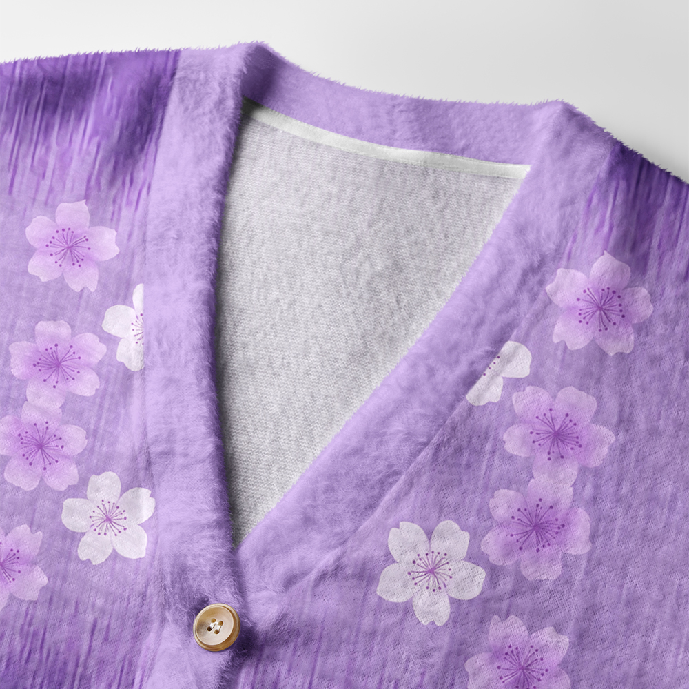 Tokyo-Tiger A Sea Of Sakura Petals Ugly Cardigan Sweater