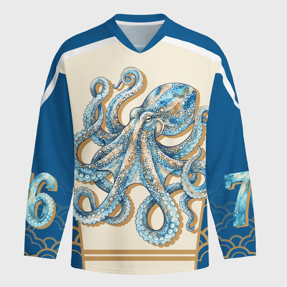 Tokyo-Tiger Flying Cranes Golden Clouds Long-Sleeve Hockey Jersey