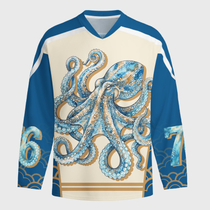 Tokyo-Tiger Flying Cranes Golden Clouds Long-Sleeve Hockey Jersey