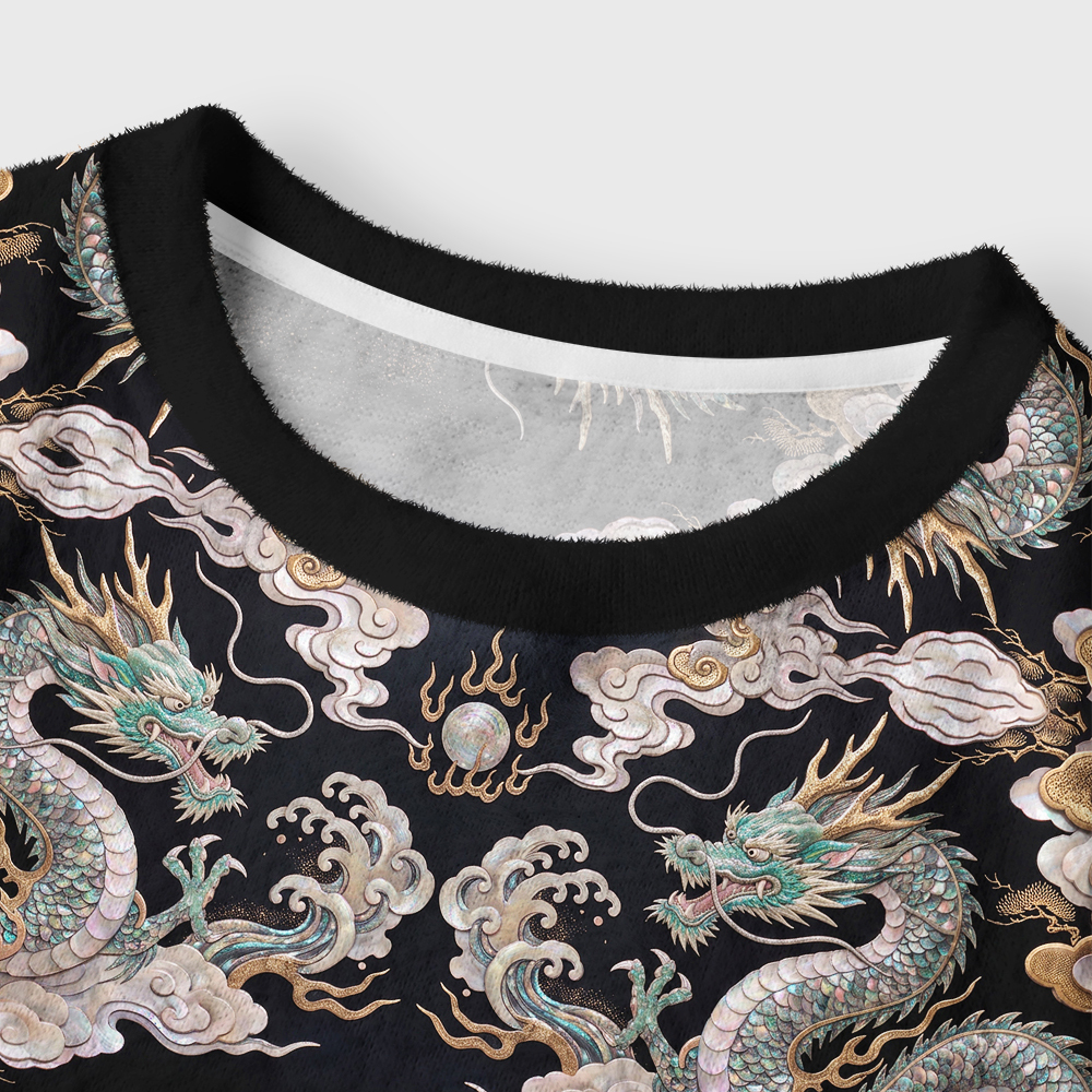 Tokyo-Tiger Mystic Dragon Of The Night Sky Women's Fuzzy Cropped Sweatshirt