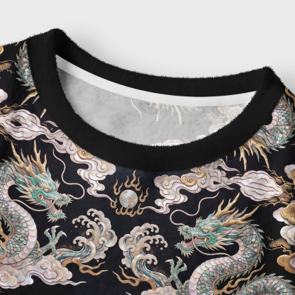 Tokyo-Tiger Mystic Dragon Of The Night Sky Women's Fuzzy Cropped Sweatshirt