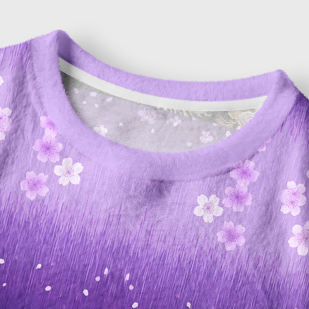 Tokyo-Tiger A Sea Of Sakura Petals Women's Fuzzy Cropped Sweatshirt