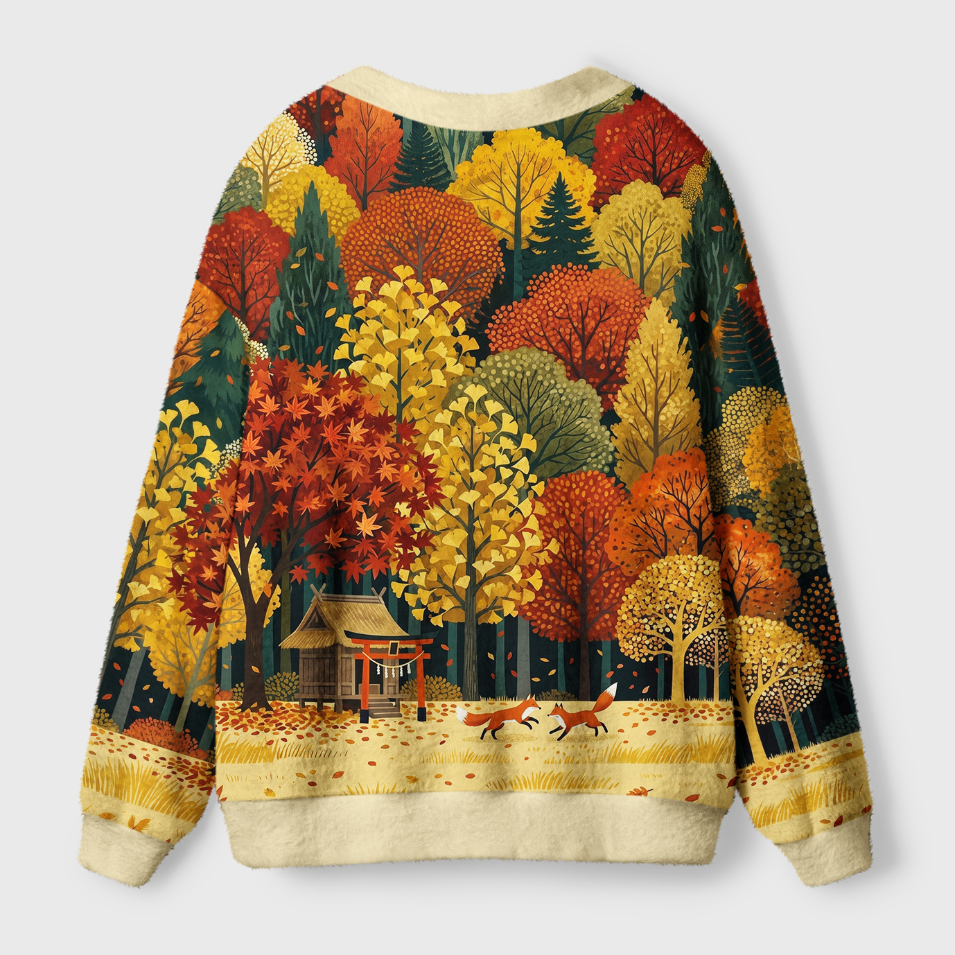 Tokyo-Tiger Guardians Of The Autumn Grove Ugly Cardigan Sweater