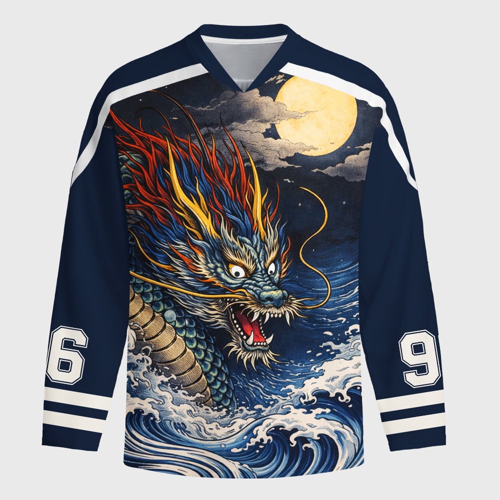 Tokyo-Tiger Storm Dragon Of The Wild Waves Long-Sleeve Hockey Jersey