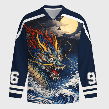Tokyo-Tiger Storm Dragon Of The Wild Waves Long-Sleeve Hockey Jersey