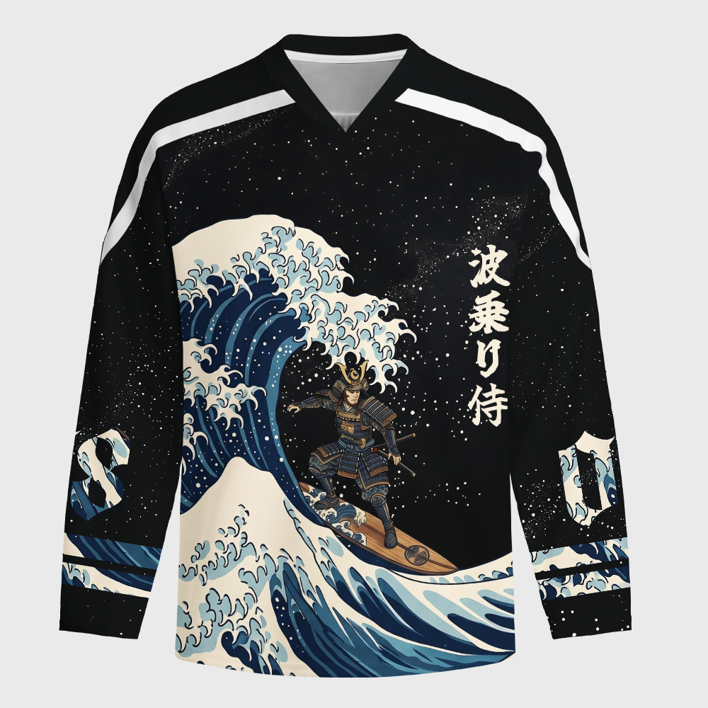 Tokyo-Tiger Samurai Wave Long-Sleeve Hockey Jersey