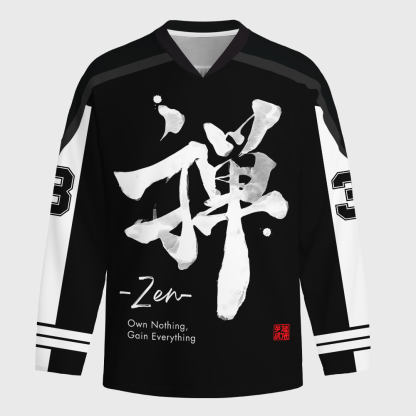 Tokyo-Tiger Japanese Zen Kanji Long-Sleeve Hockey Jersey