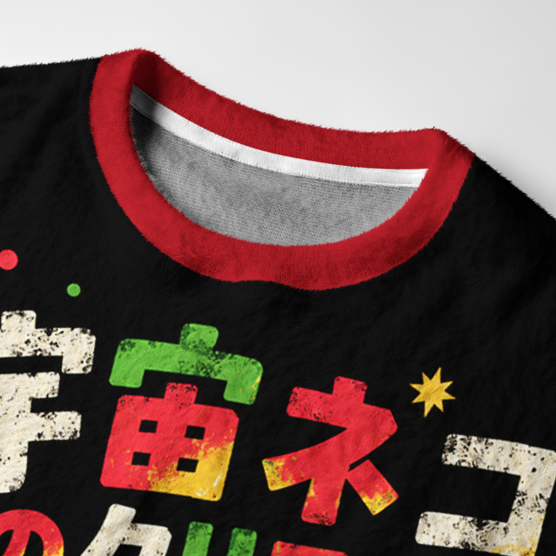 Tokyo-Tiger Astronaut Cat Fuzzy Christmas Ugly Sweatshirt