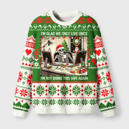 Tokyo-Tiger Overtime‑Skeleton Christmas Fuzzy Christmas Ugly Sweatshirt