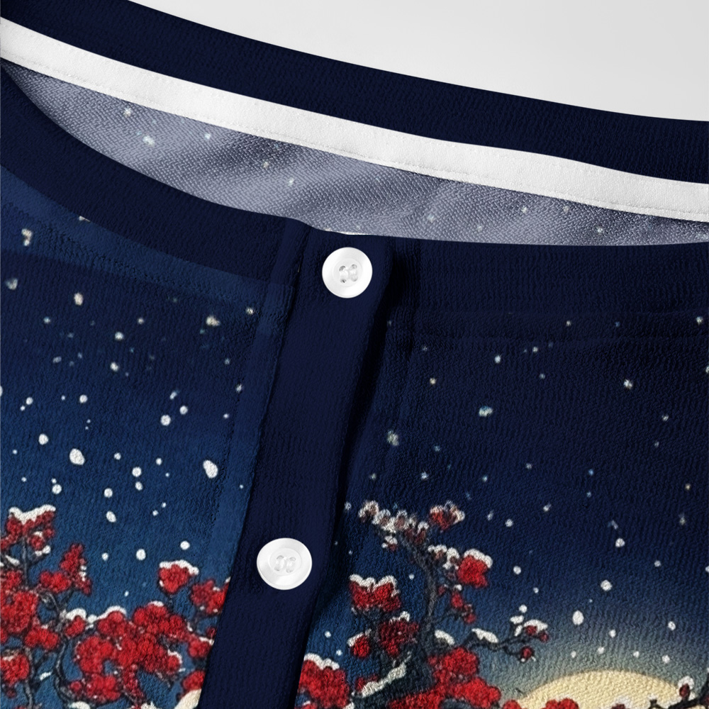 Tokyo-Tiger Fuji Snow Plum Blossoms Women's Fuzzy Cropped Sweatshirt