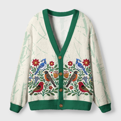 Tokyo-Tiger Floral Birdsong Ugly Cardigan Sweater