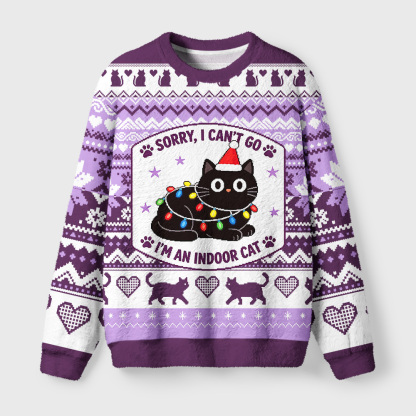 Tokyo-Tiger Home‑bound Black Cat Fuzzy Christmas Ugly Sweatshirt