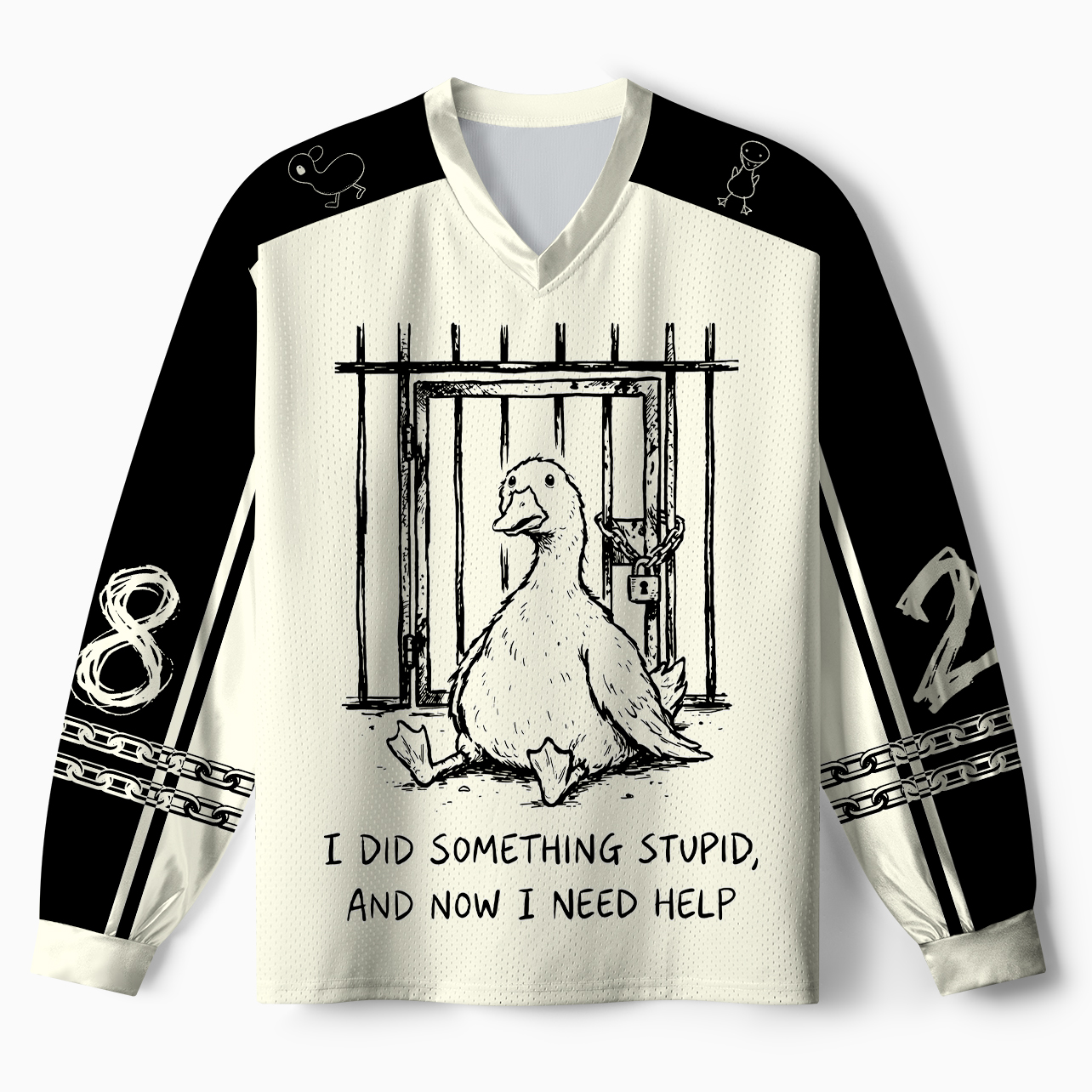 Tokyo-Tiger Funny Jail Duck Meme Paneled Long Sleeve Jersey