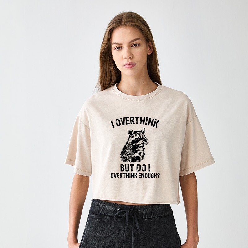 Tokyo-Tiger Constant Overthinking Women's Washed Crop T-Shirt