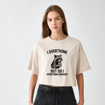 Tokyo-Tiger Constant Overthinking Women's Washed Crop T-Shirt