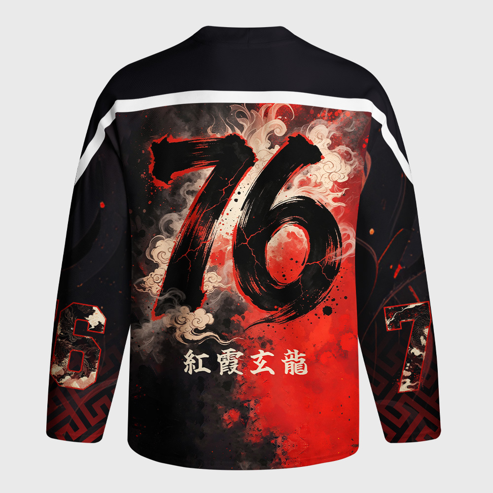 Tokyo-Tiger Obsidian Dragon Crimson Sky Long-Sleeve Hockey Jersey