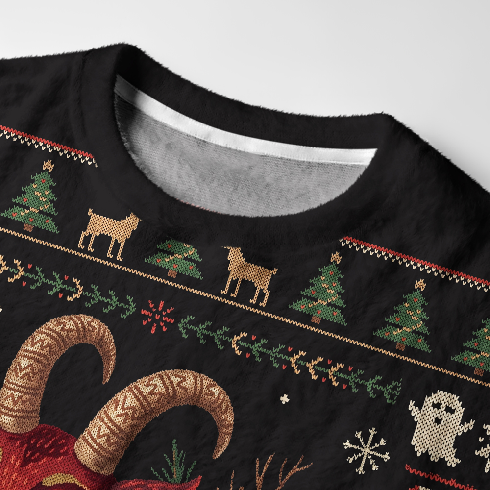 Tokyo-Tiger Gruss Vom Krampus Fuzzy Christmas Ugly Sweatshirt