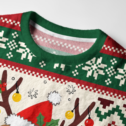 Tokyo-Tiger Cute Santa Capybara Fuzzy Christmas Ugly Sweatshirt