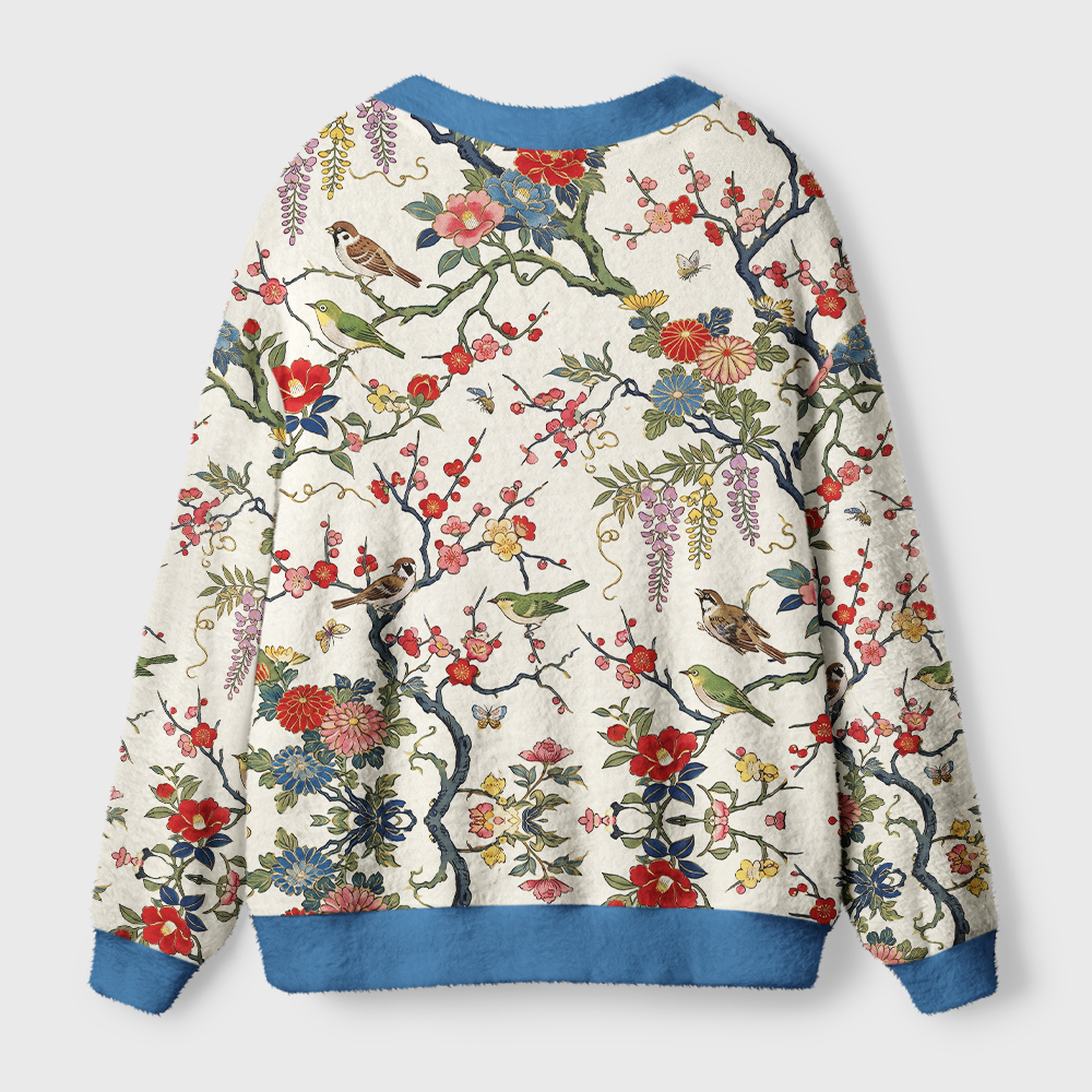 Tokyo-Tiger Blossom And Birds Ugly Cardigan Sweater
