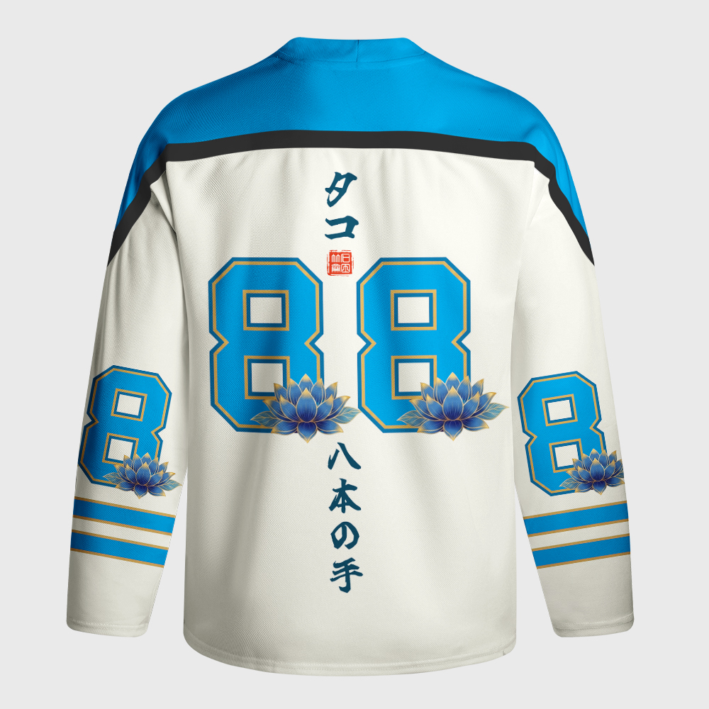 Tokyo-Tiger Mystic Octopus Waves Long-Sleeve Hockey Jersey