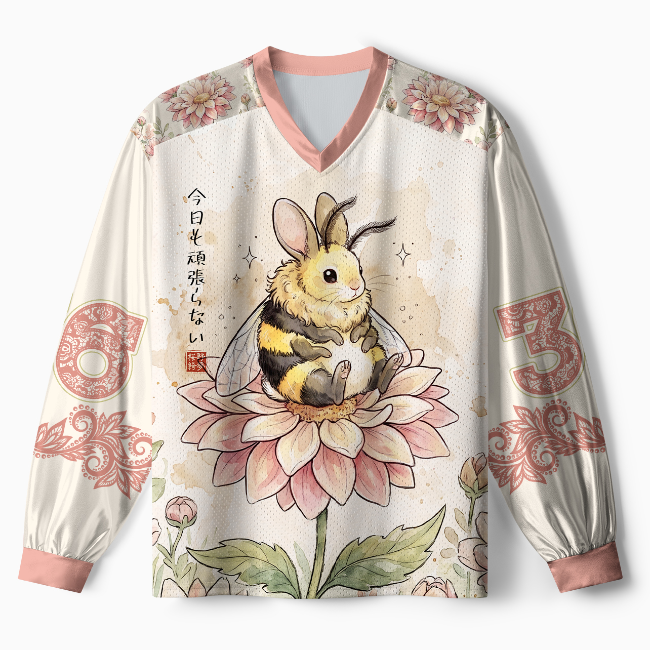 Tokyo-Tiger Funny Bunny Bee, I Don’t Push Myself Today Paneled Long Sleeve Jersey