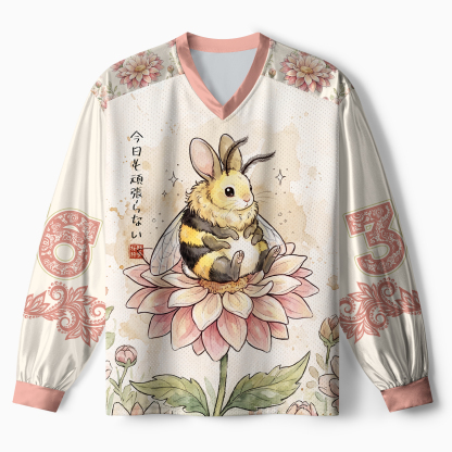 Tokyo-Tiger Funny Bunny Bee, I Don’t Push Myself Today Paneled Long Sleeve Jersey