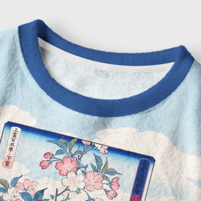Tokyo-Tiger Japanese Sakura Floral Women's Fuzzy Cropped Sweatshirt