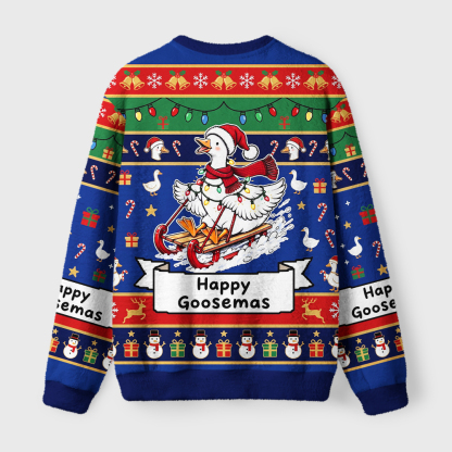 Tokyo-Tiger Funny Christmas Lights Goose Fuzzy Christmas Ugly Sweatshirt