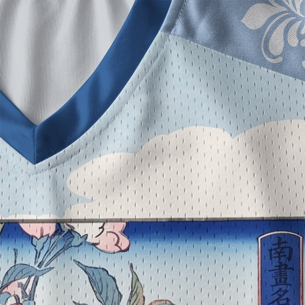 Tokyo-Tiger Japanese Sakura Floral Paneled Long Sleeve Jersey