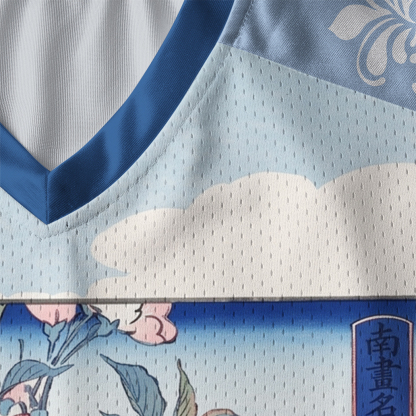 Tokyo-Tiger Japanese Sakura Floral Paneled Long Sleeve Jersey